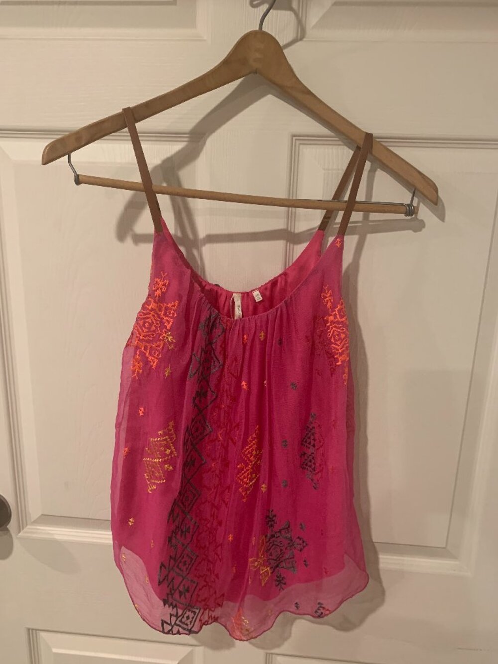 Twelfth Street by Cynthia Vincent Pink Abstract Cami - Leather Straps